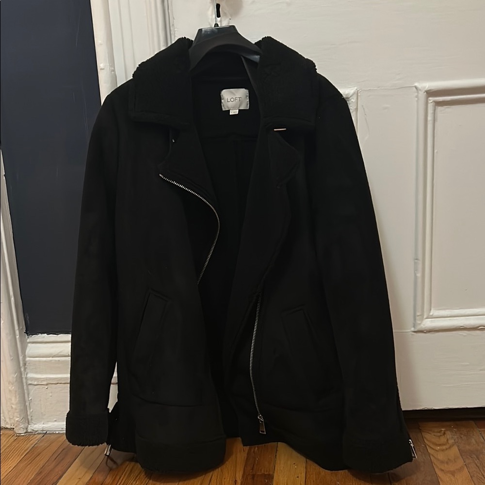 LOFT Black Faux Shearling Women's Black Coat